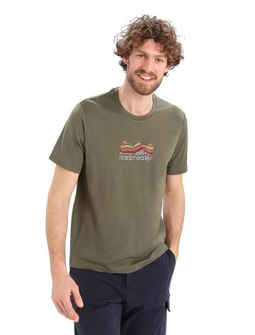 Men's Icebreaker Merino Tech Lite II Short Sleeve Mountain Geology T Shirts Loden | CA 1766KORI